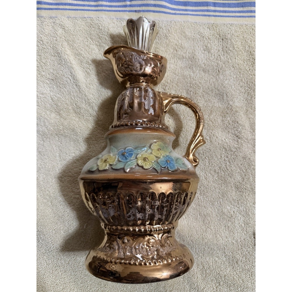 Vintage 1976 James Jim Beam Gold Floral Whiskey Decanter,‎ Empty, Regal China